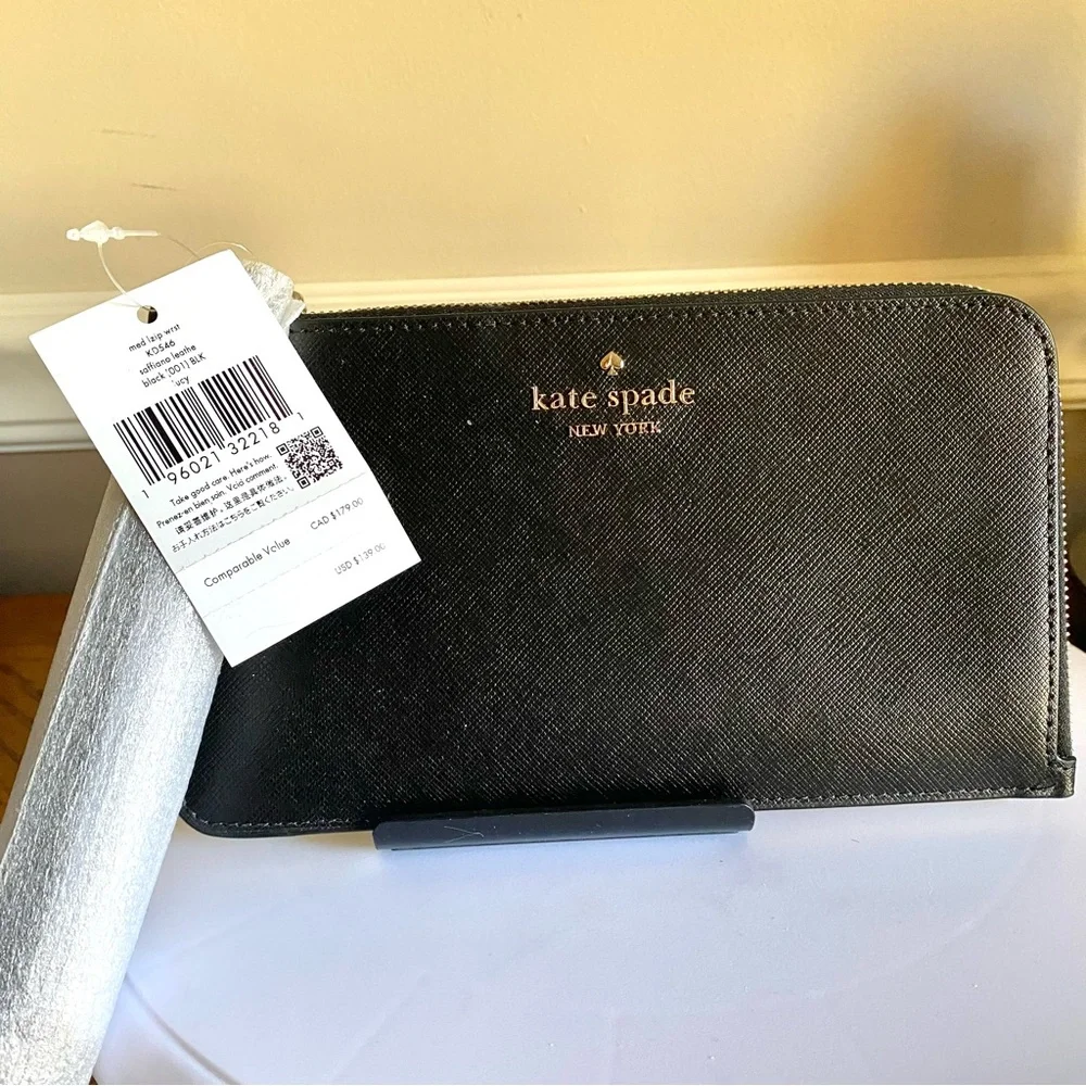 Kate Spade NWT Lucy Saffiano leather L Zip wristlet new with tags & factory wrap